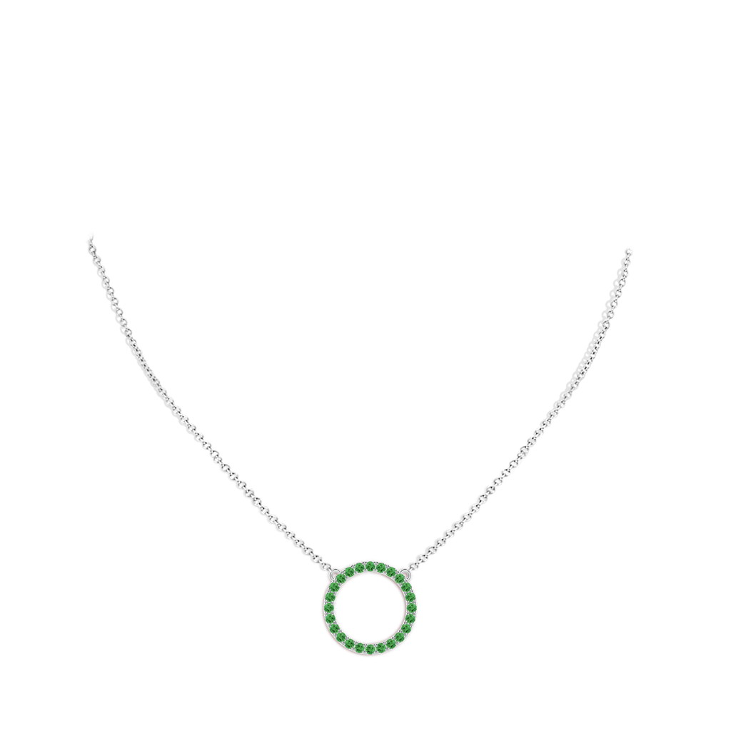 2mm AAA Tsavorite Open Circle Eternity Pendant in White Gold Body-Neck