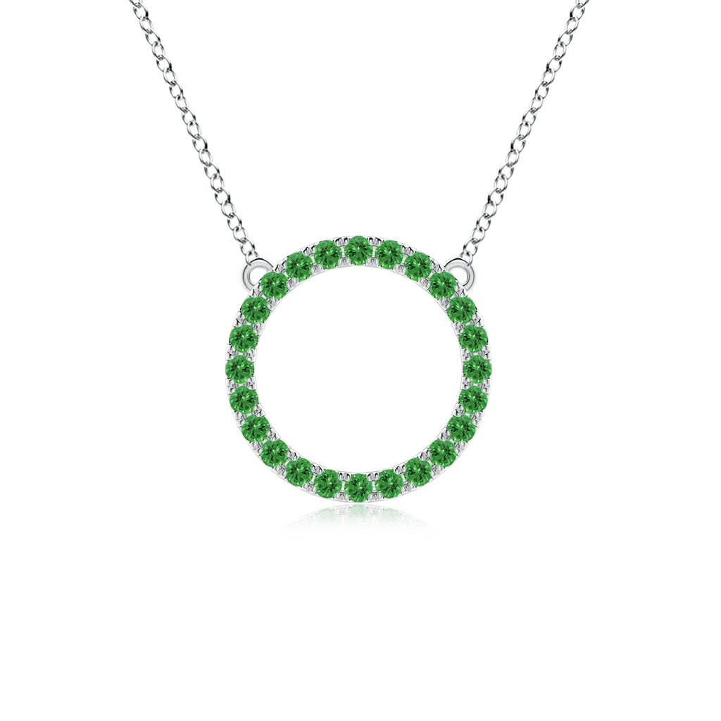 2mm AAAA Tsavorite Open Circle Eternity Pendant in 10K White Gold