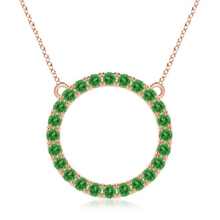 3mm AAAA Tsavorite Open Circle Eternity Pendant in Rose Gold