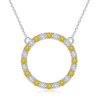 3mm AAA Yellow Sapphire and Diamond Open Circle Eternity Pendant in White Gold
