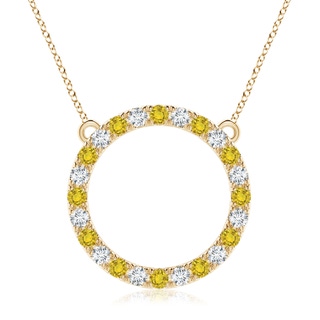 3mm AAAA Yellow Sapphire and Diamond Open Circle Eternity Pendant in Yellow Gold