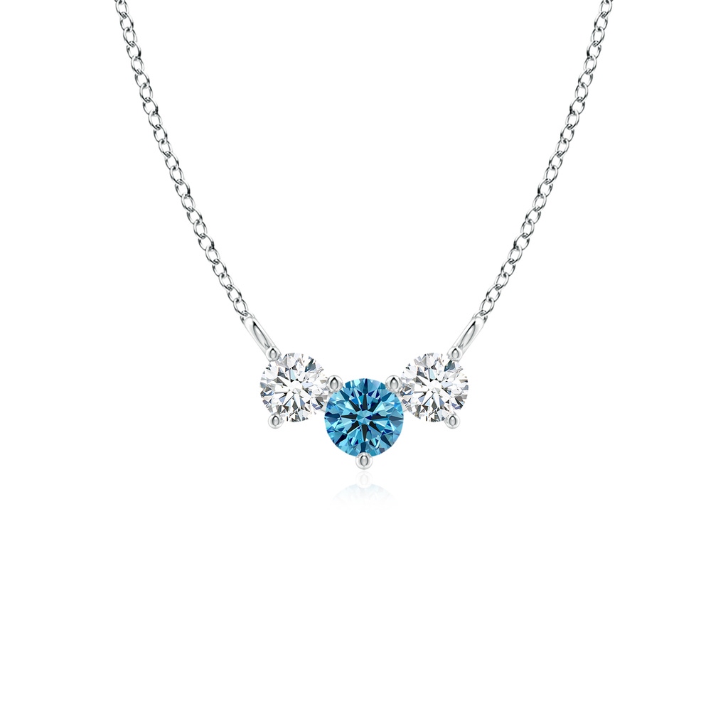 4mm AAAA Classic Fancy Intense Blue and White Diamond Necklace in P950 Platinum