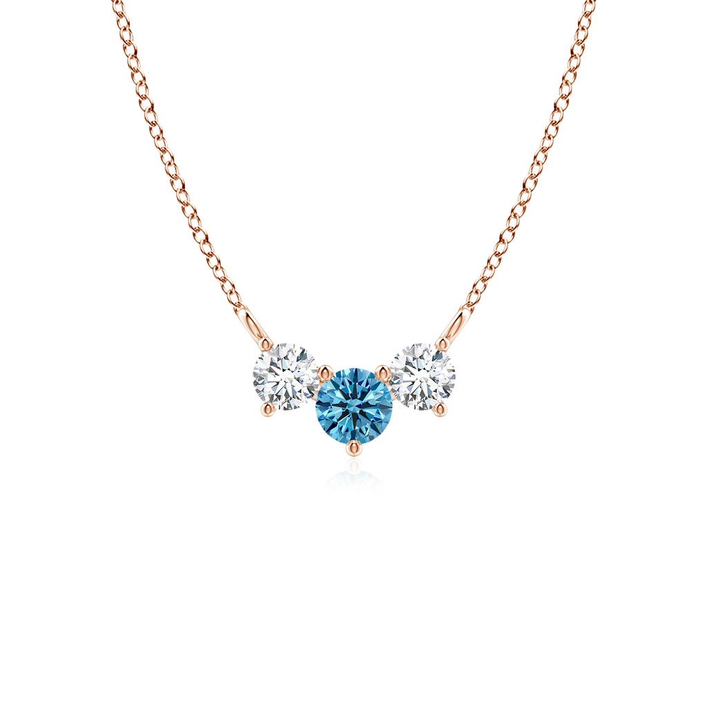 4mm AAAA Classic Fancy Intense Blue and White Diamond Necklace in Rose Gold