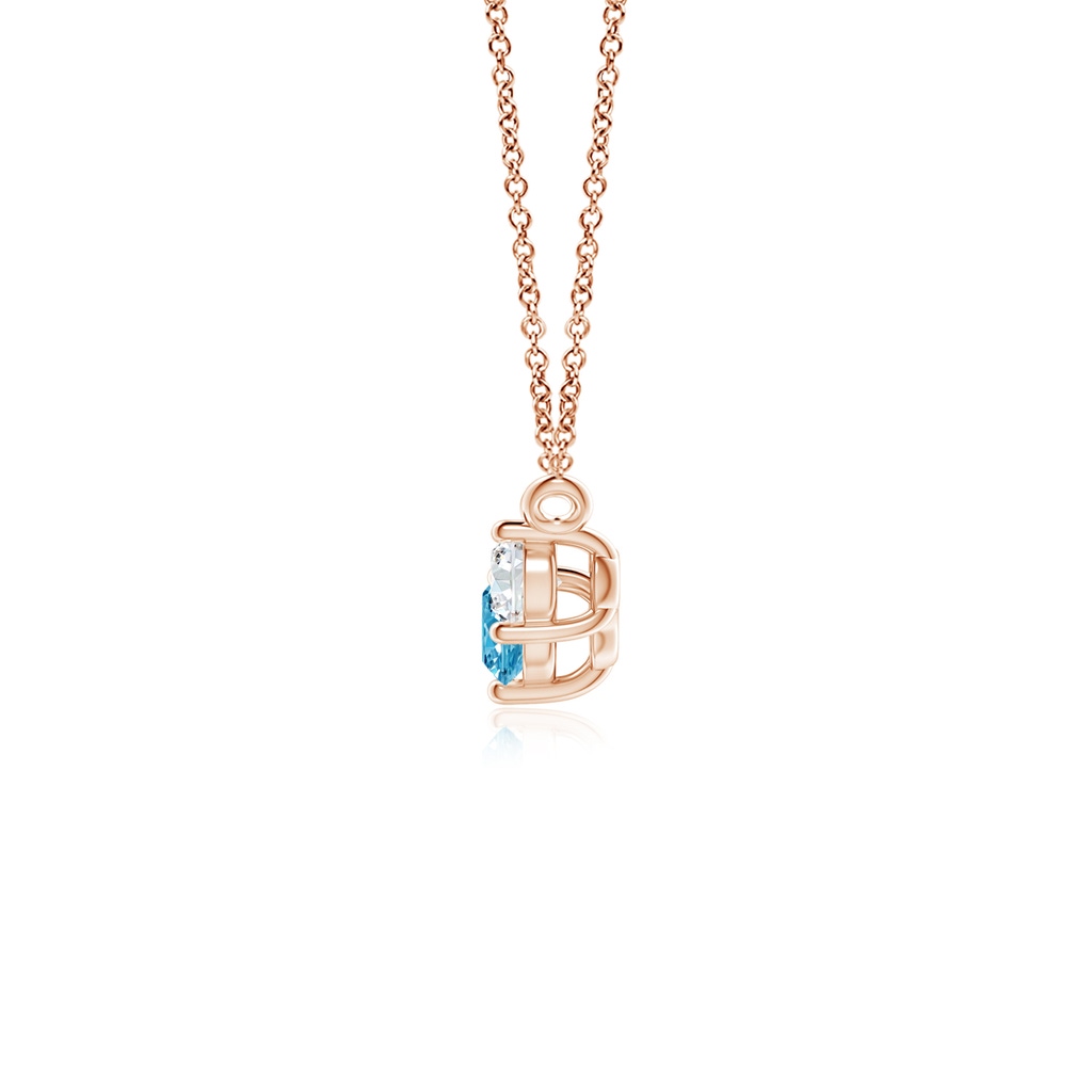 4mm AAAA Classic Fancy Intense Blue and White Diamond Necklace in Rose Gold - side 199