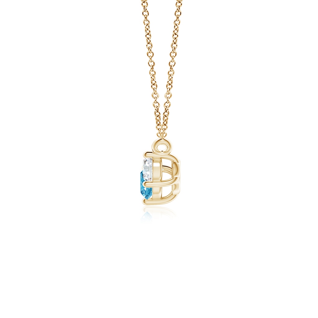 4mm AAAA Classic Fancy Intense Blue and White Diamond Necklace in Yellow Gold - side 199