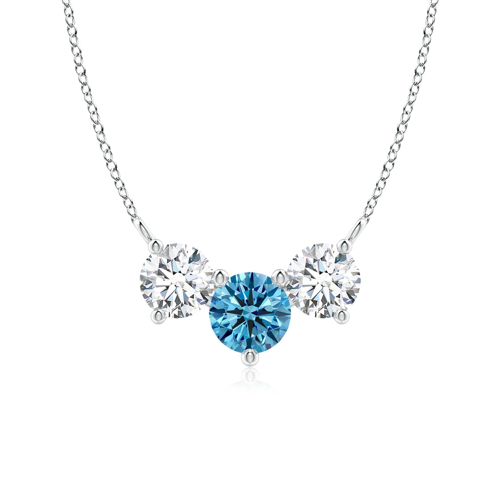 6mm AAAA Classic Fancy Intense Blue and White Diamond Necklace in White Gold