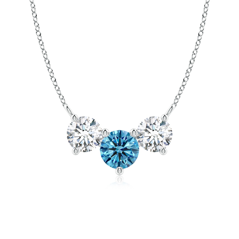 6mm AAAA Classic Fancy Intense Blue and White Diamond Necklace in White Gold 