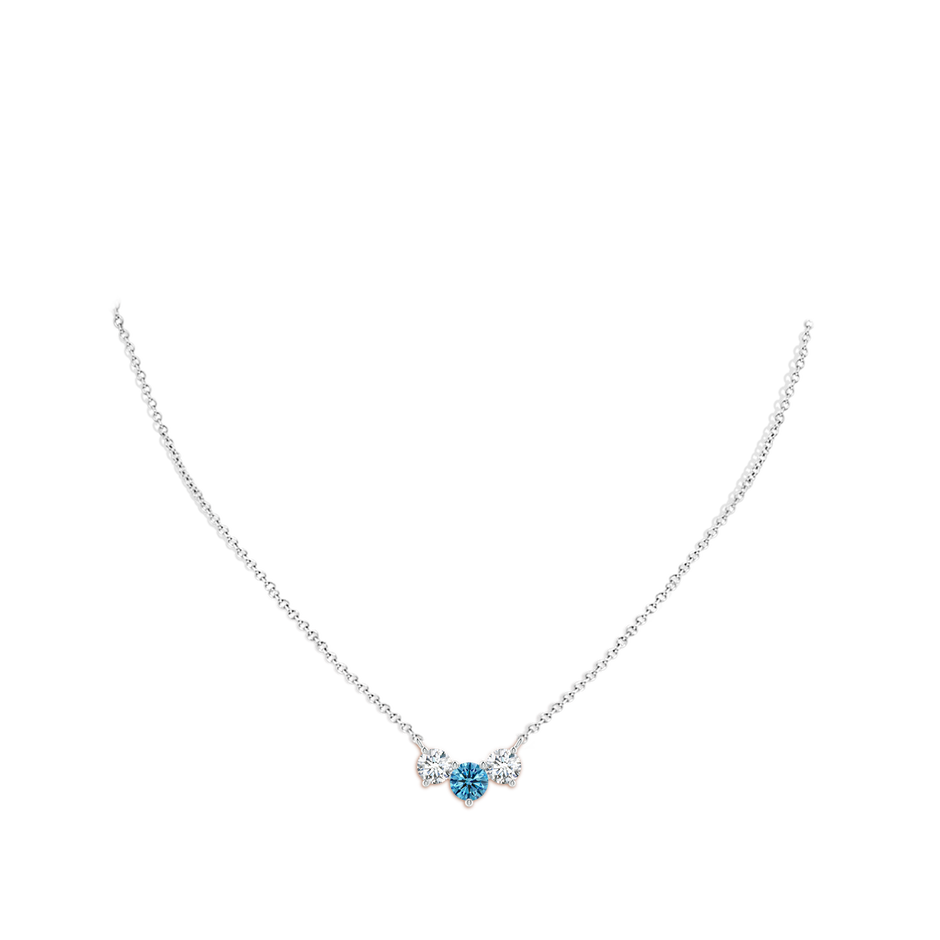 6mm AAAA Classic Fancy Intense Blue and White Diamond Necklace in White Gold pen