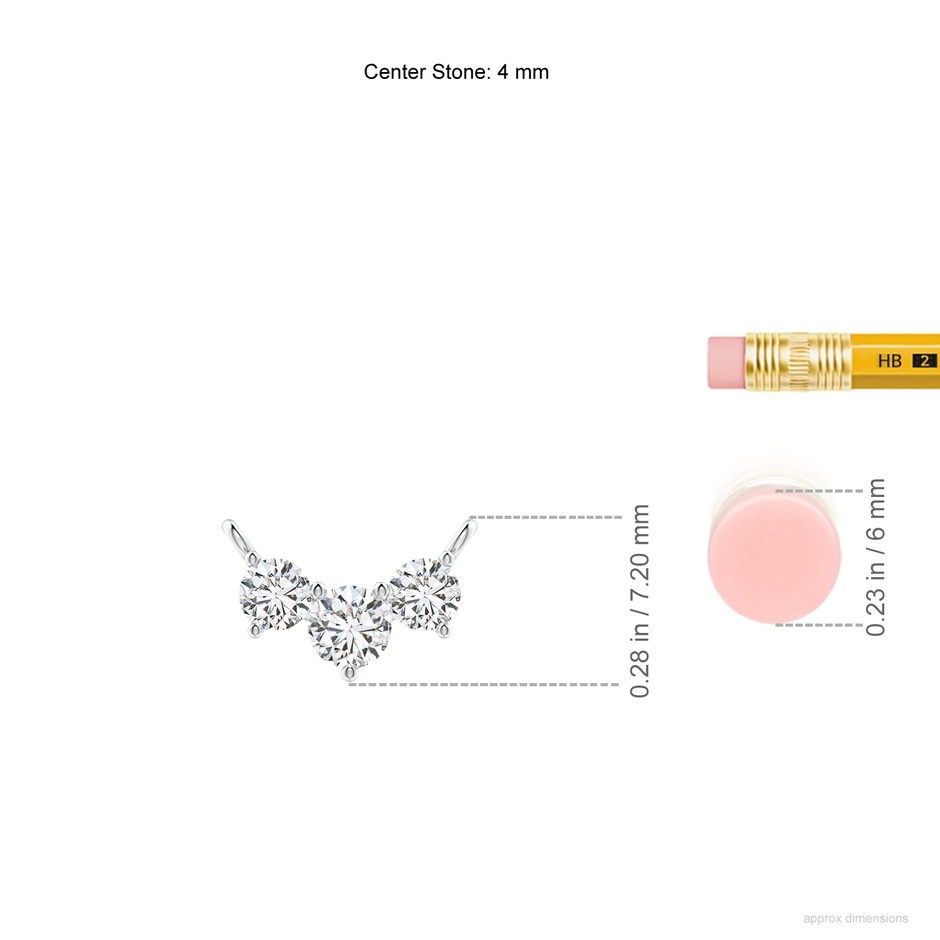 4mm HSI2 Classic Trio Diamond Necklace in White Gold ruler