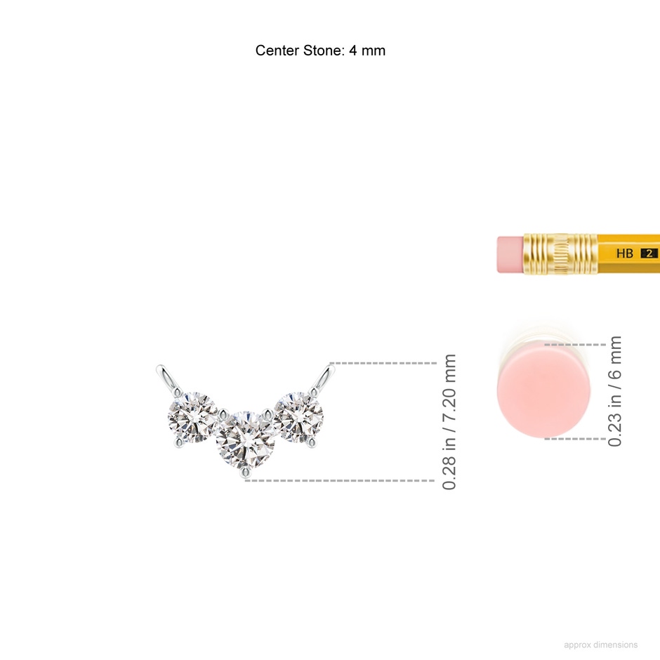 4mm IJI1I2 Classic Trio Diamond Necklace in White Gold ruler