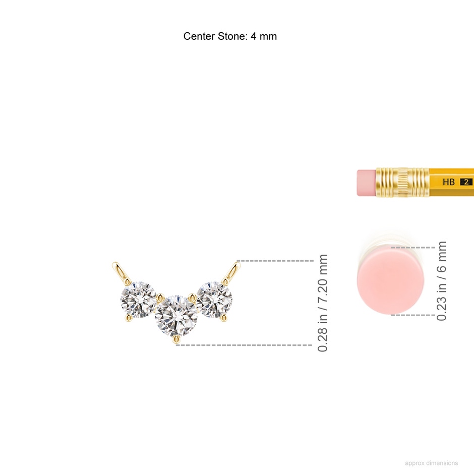 4mm IJI1I2 Classic Trio Diamond Necklace in Yellow Gold ruler