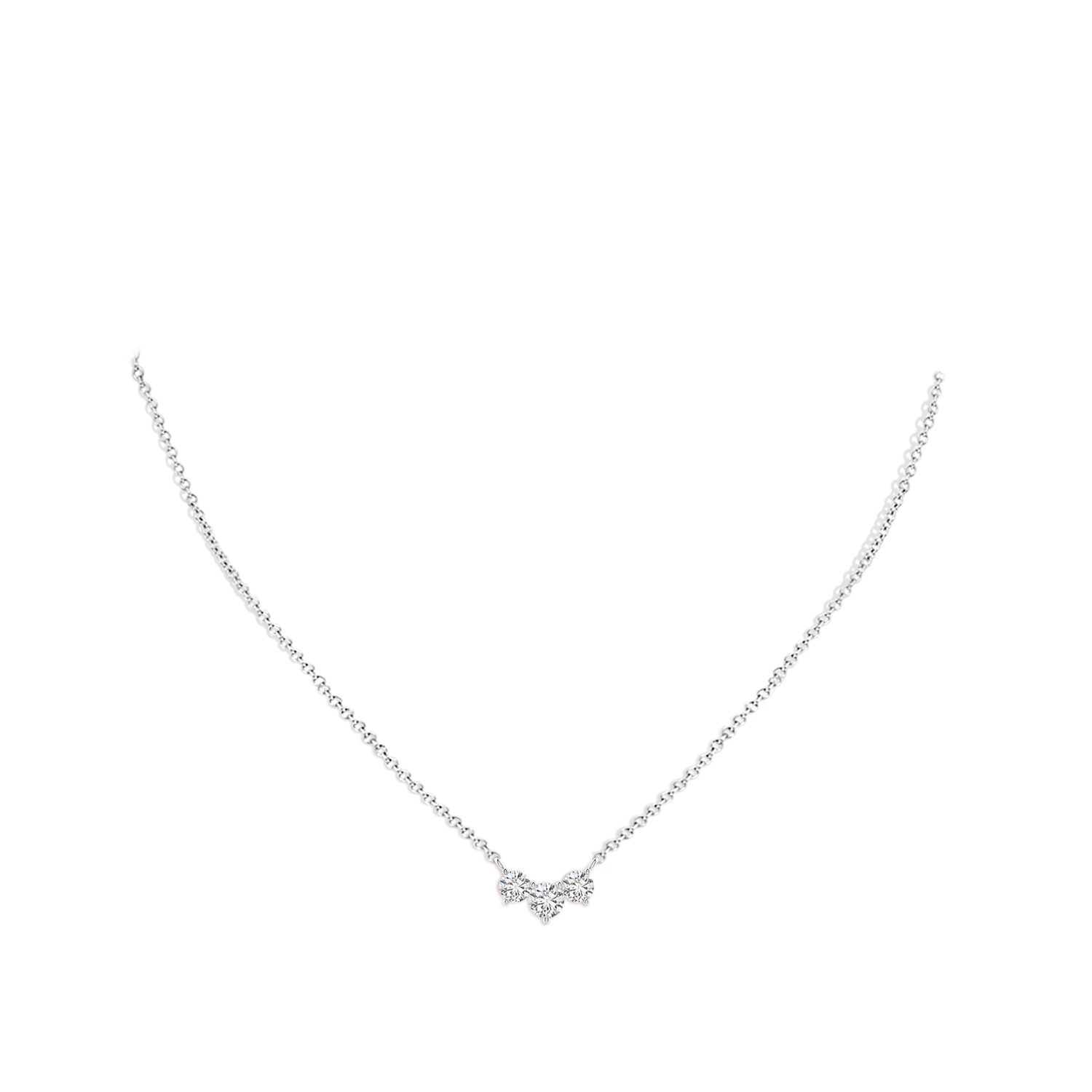 5mm HSI2 Classic Trio Diamond Necklace in White Gold - body_neck