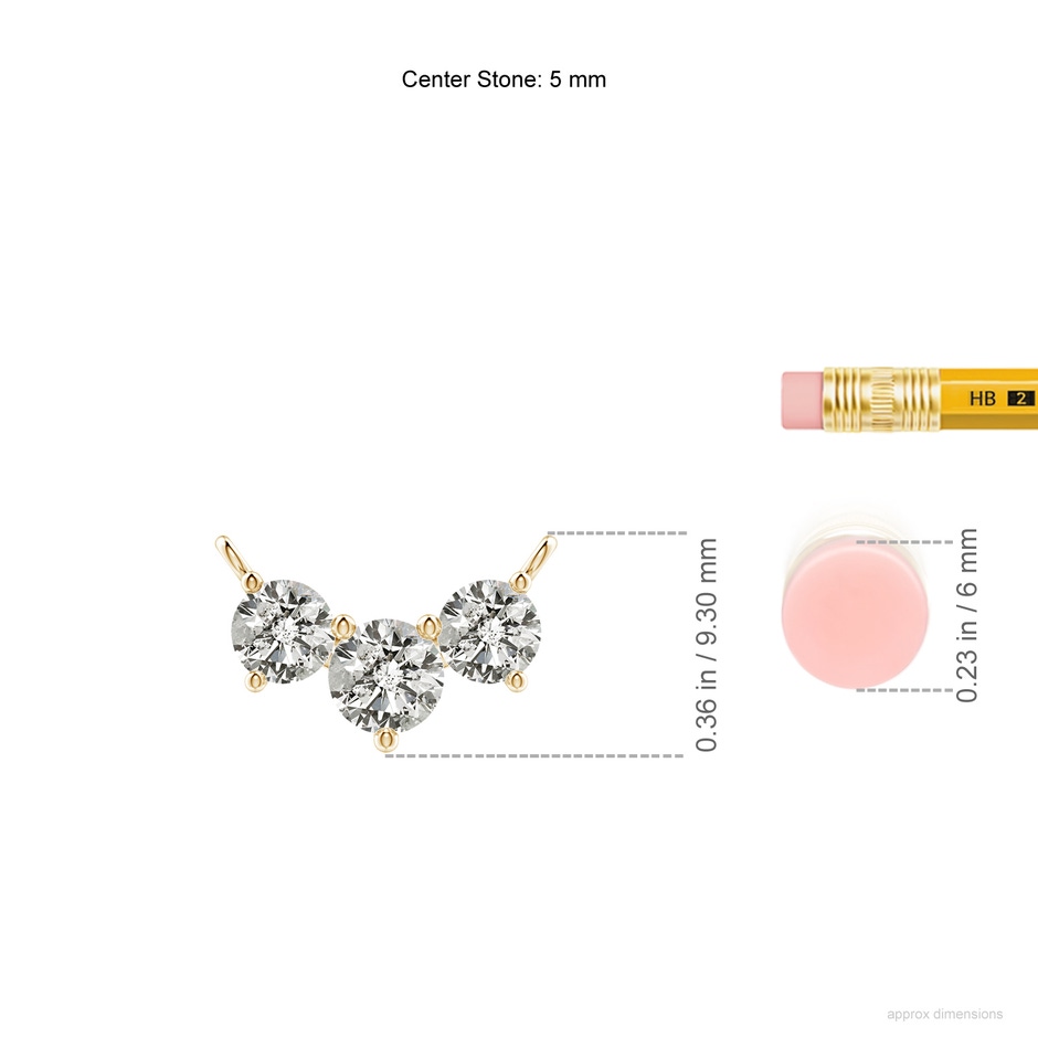 5mm KI3 Classic Trio Diamond Necklace in Yellow Gold ruler