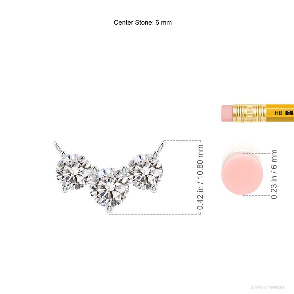 6mm IJI1I2 Classic Trio Diamond Necklace in White Gold ruler