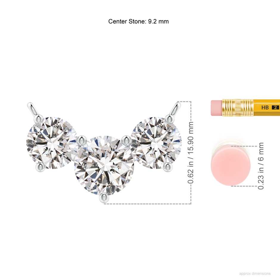 9.2mm IJI1I2 Classic Trio Diamond Necklace in P950 Platinum ruler