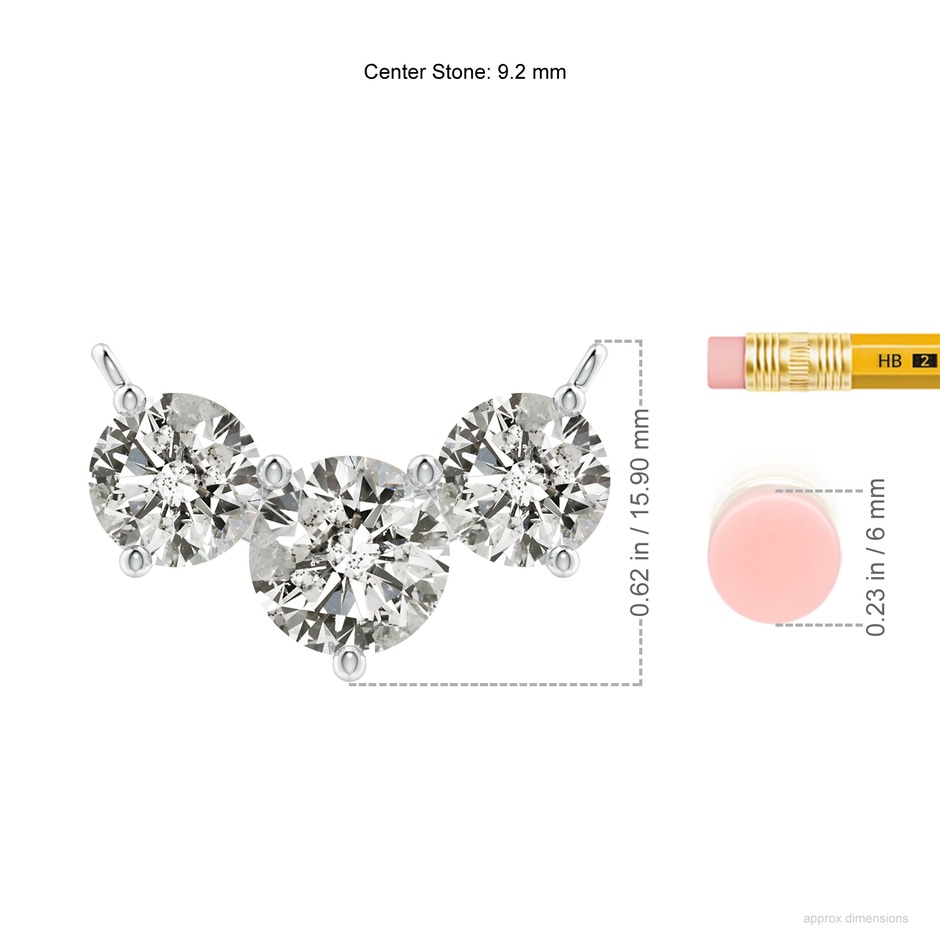 9.2mm KI3 Classic Trio Diamond Necklace in P950 Platinum ruler