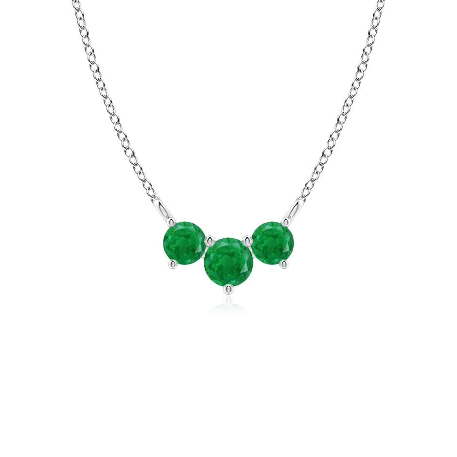 4mm AA Classic Trio Round Emerald Necklace in White Gold 