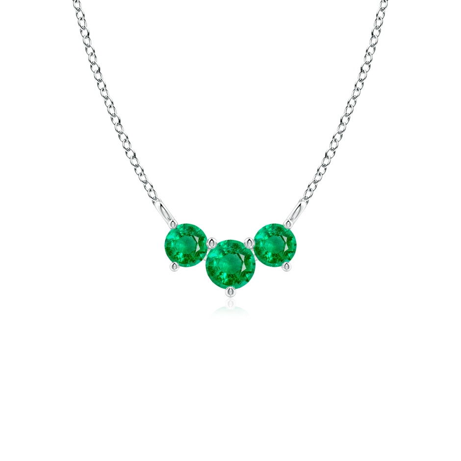 4mm AAA Classic Trio Round Emerald Necklace in 18K White Gold 