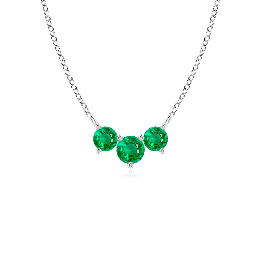 4mm AAA Classic Trio Emerald Necklace in White Gold