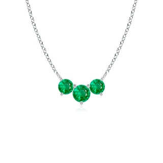 4mm AAA Classic Trio Emerald Necklace in White Gold