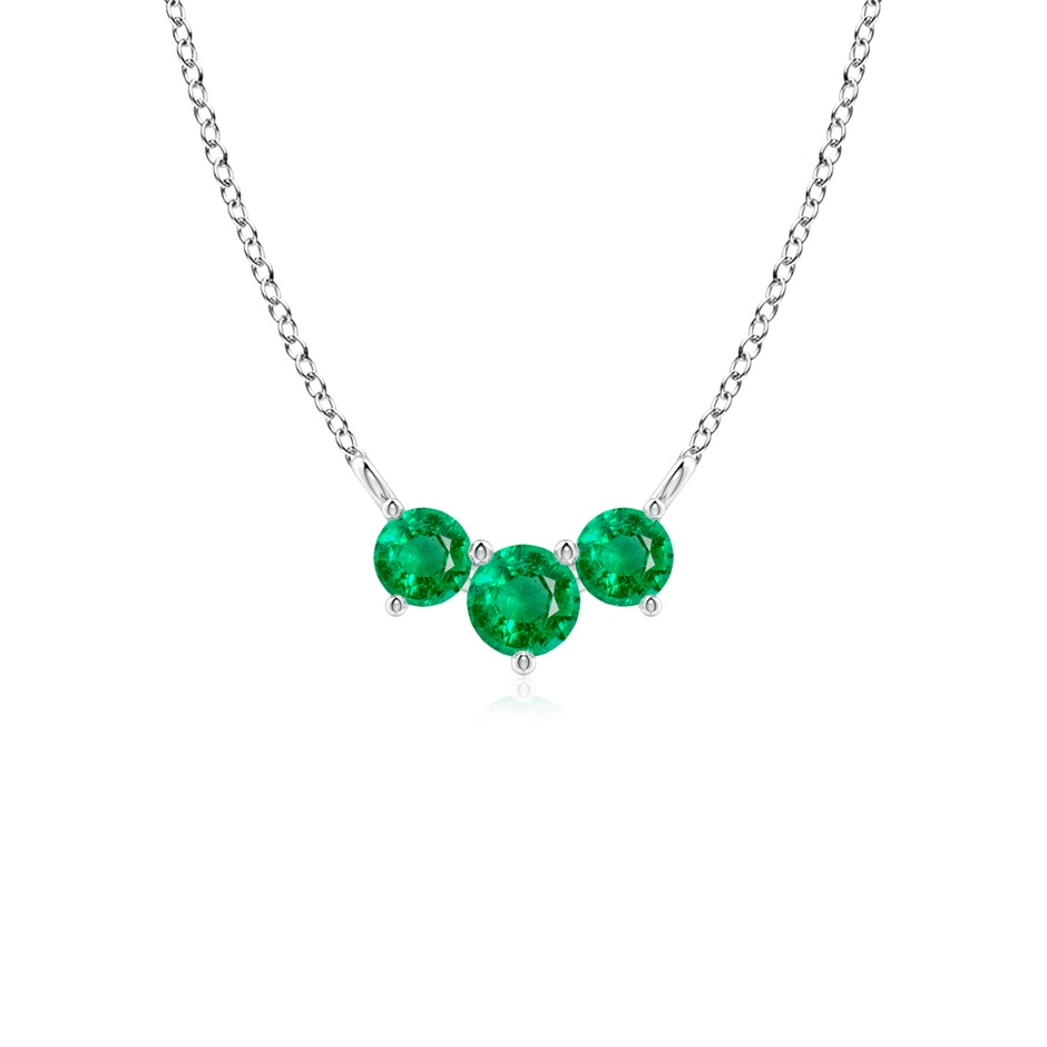 4mm AAA Classic Trio Emerald Necklace in White Gold 