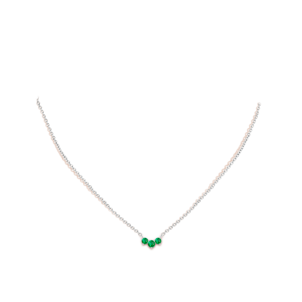 4mm AAA Classic Trio Emerald Necklace in White Gold pen