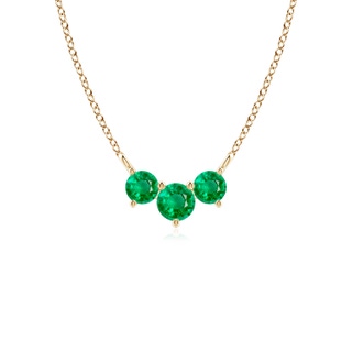 4mm AAA Classic Trio Emerald Necklace in Yellow Gold