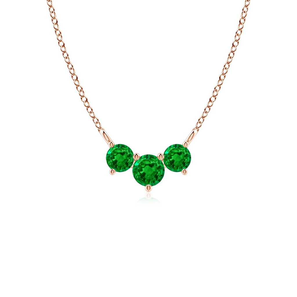 4mm AAAA Classic Trio Emerald Necklace in Rose Gold