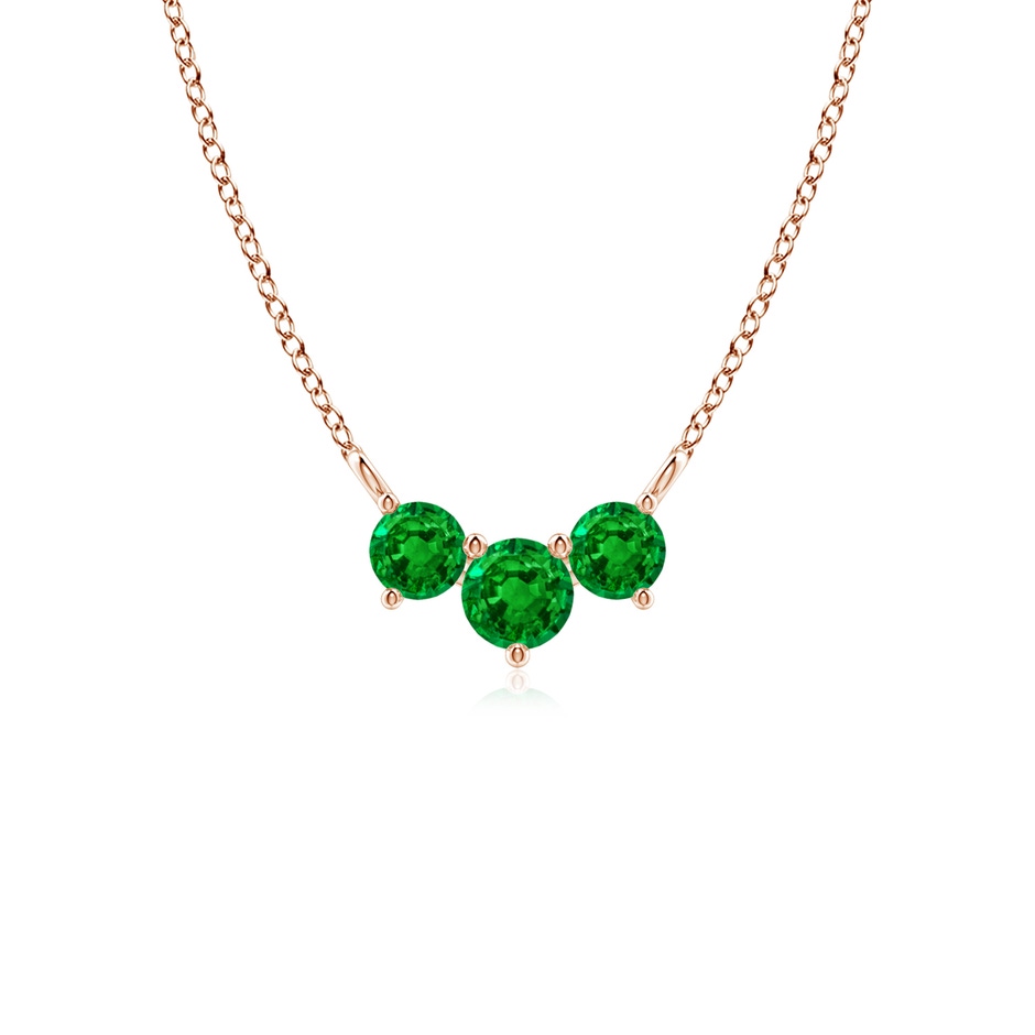 4mm AAAA Classic Trio Round Emerald Necklace in Rose Gold 