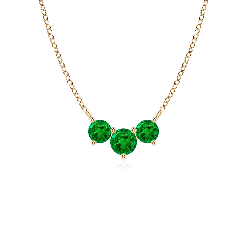 4mm AAAA Classic Trio Emerald Necklace in Yellow Gold