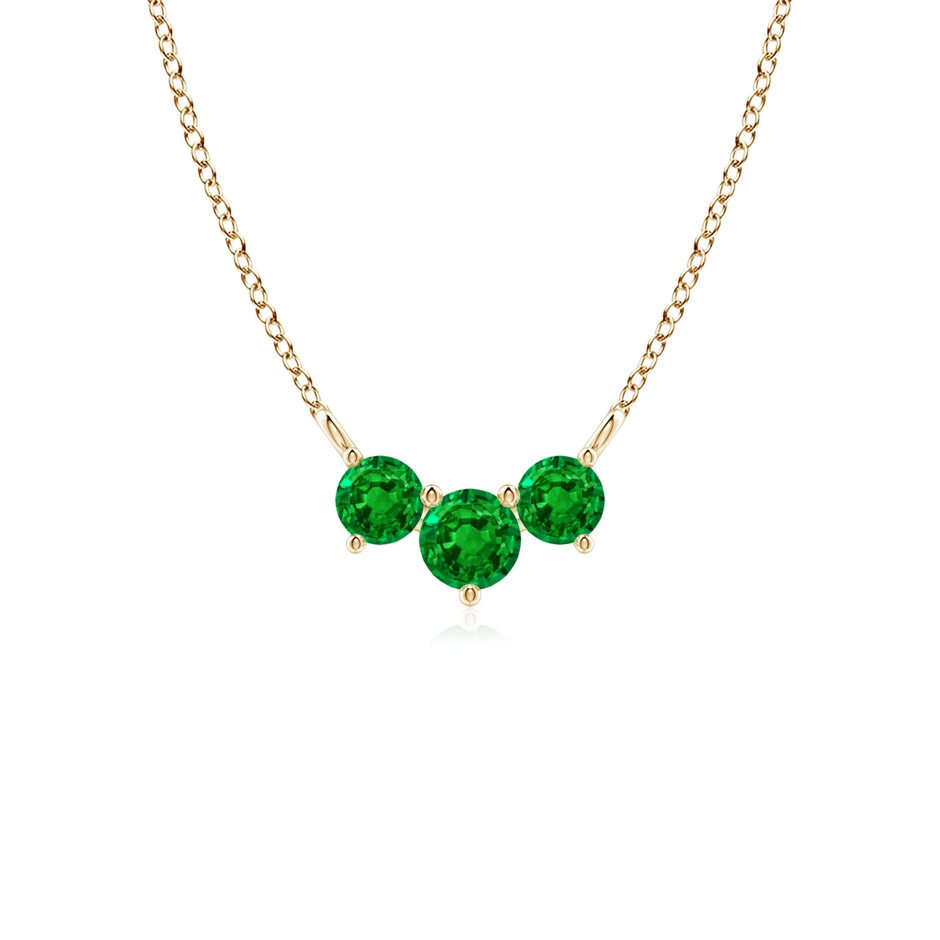 4mm AAAA Classic Trio Round Emerald Necklace in Yellow Gold 