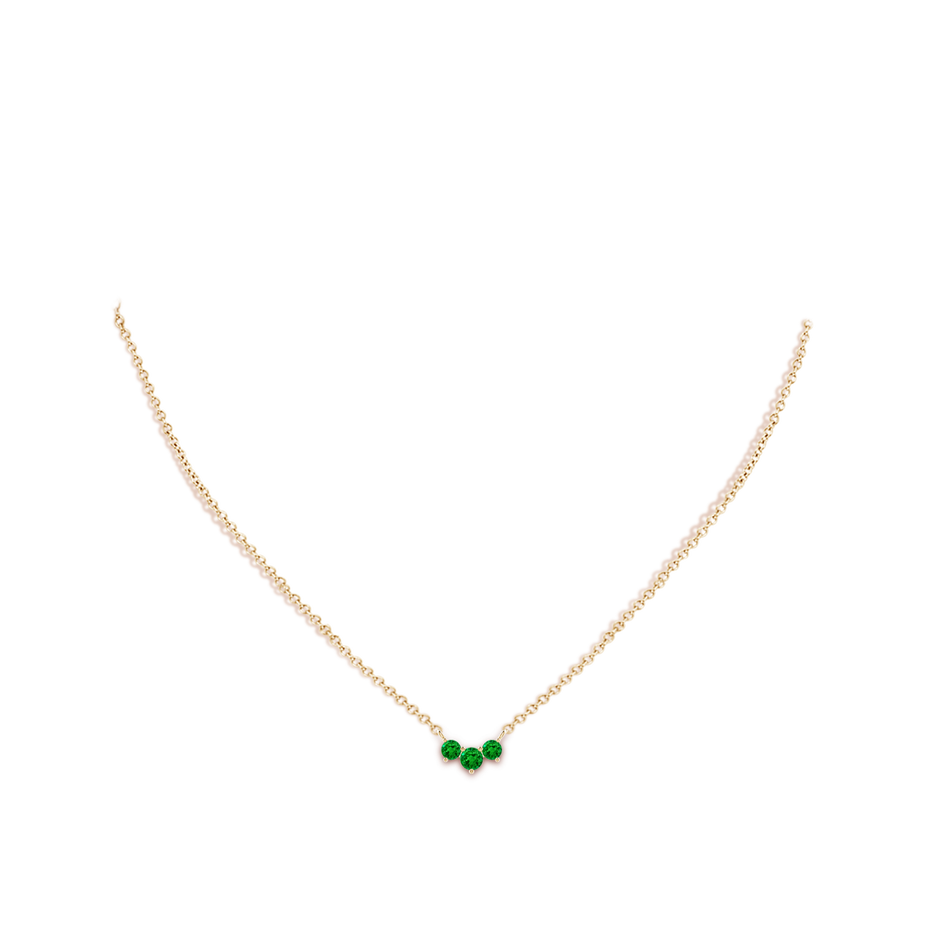 4mm AAAA Classic Trio Round Emerald Necklace in Yellow Gold pen