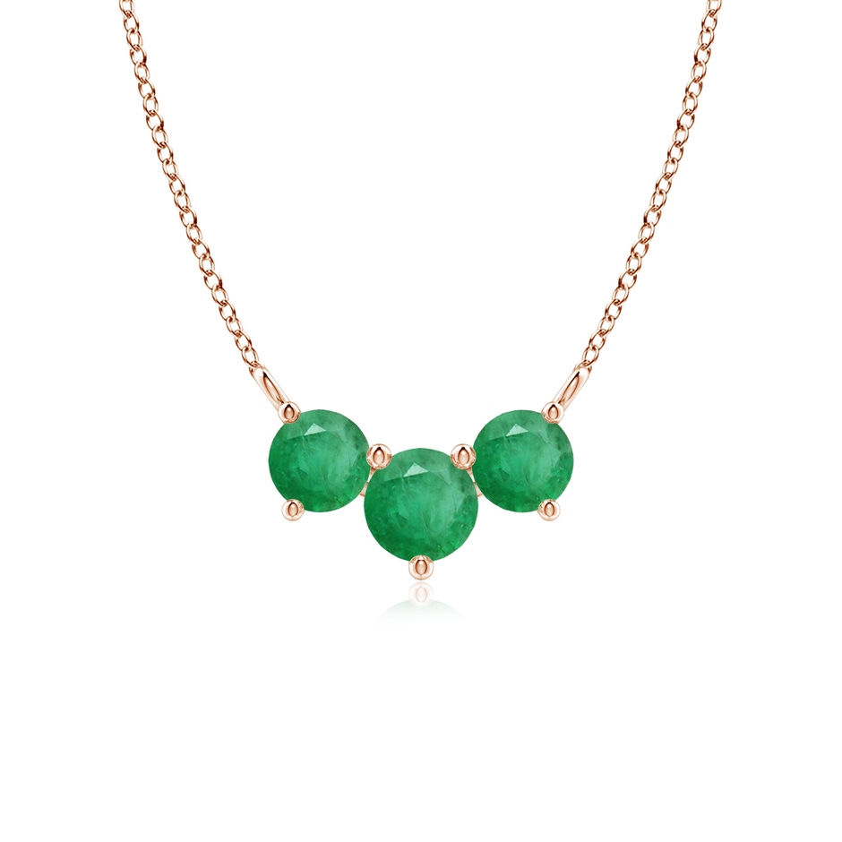 5mm A Classic Trio Round Emerald Necklace in Rose Gold 