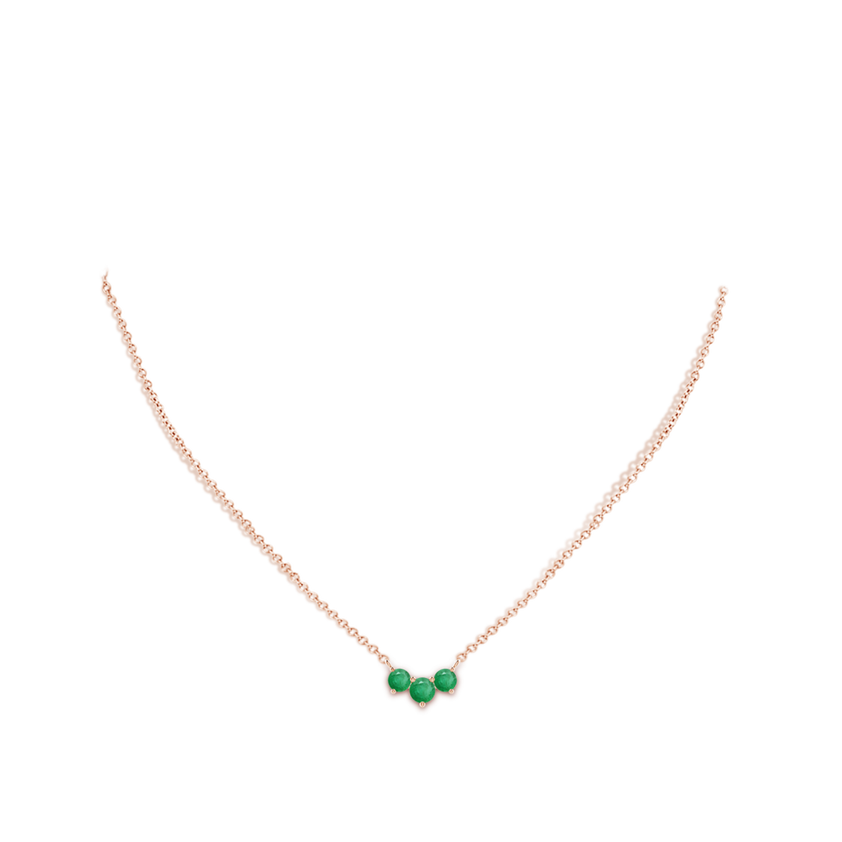 5mm A Classic Trio Round Emerald Necklace in Rose Gold pen