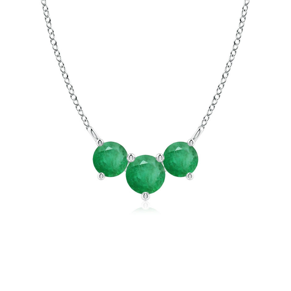 5mm A Classic Trio Round Emerald Necklace in White Gold 