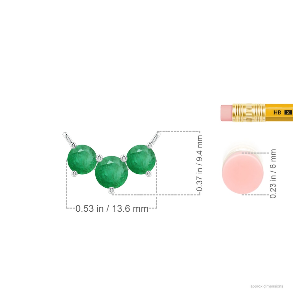 5mm A Classic Trio Round Emerald Necklace in White Gold ruler