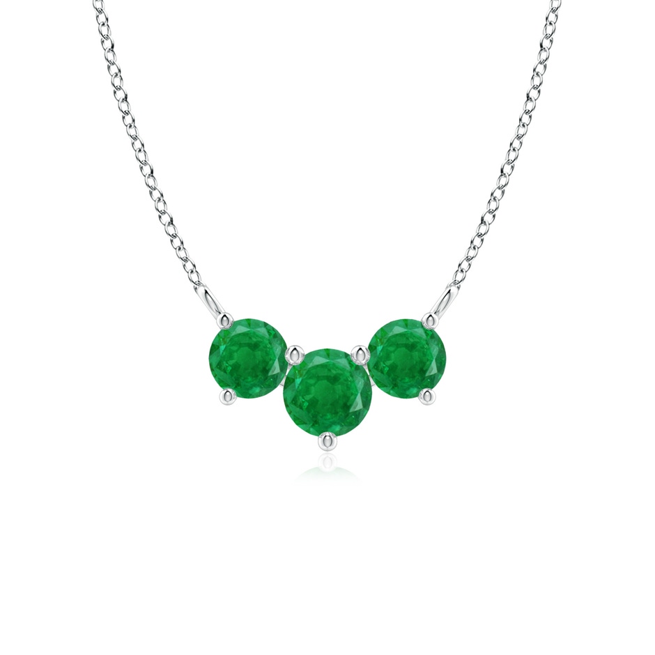5mm AA Classic Trio Round Emerald Necklace in White Gold 