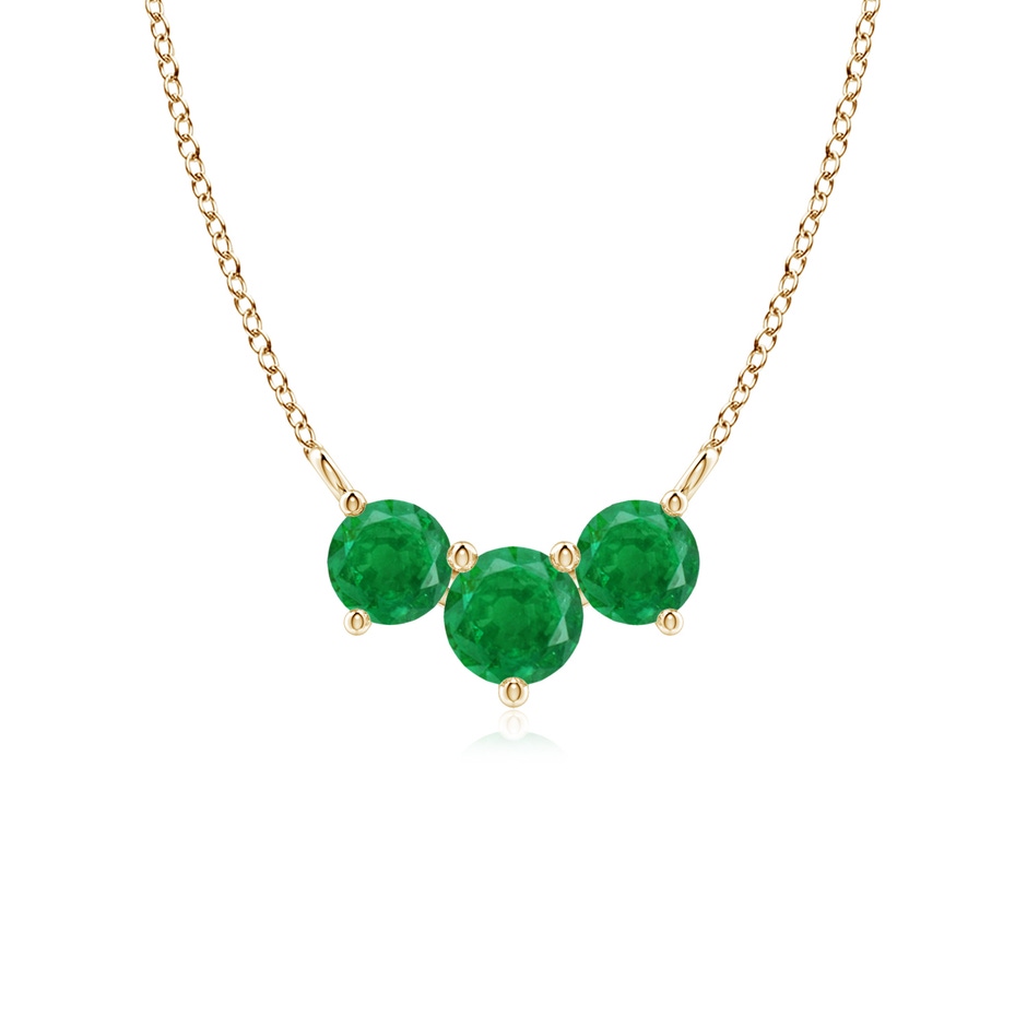 5mm AA Classic Trio Round Emerald Necklace in Yellow Gold 