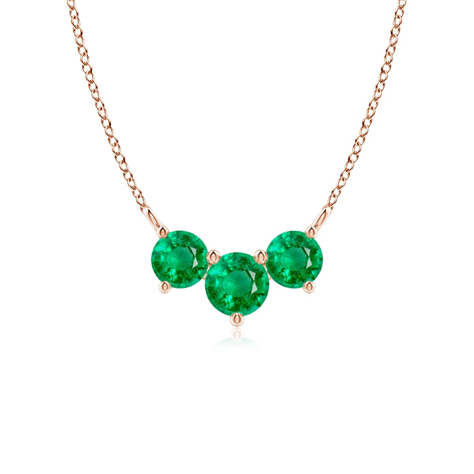 5mm AAA Classic Trio Round Emerald Necklace in Rose Gold 