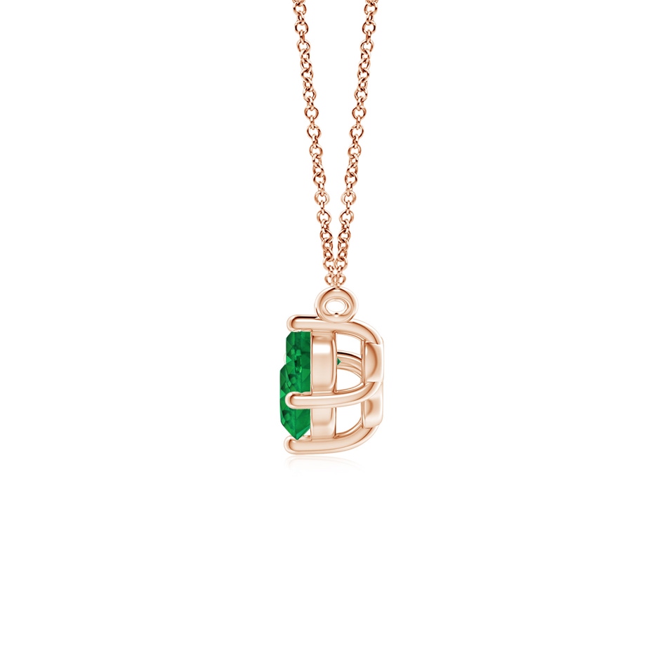 5mm AAA Classic Trio Round Emerald Necklace in Rose Gold side 199