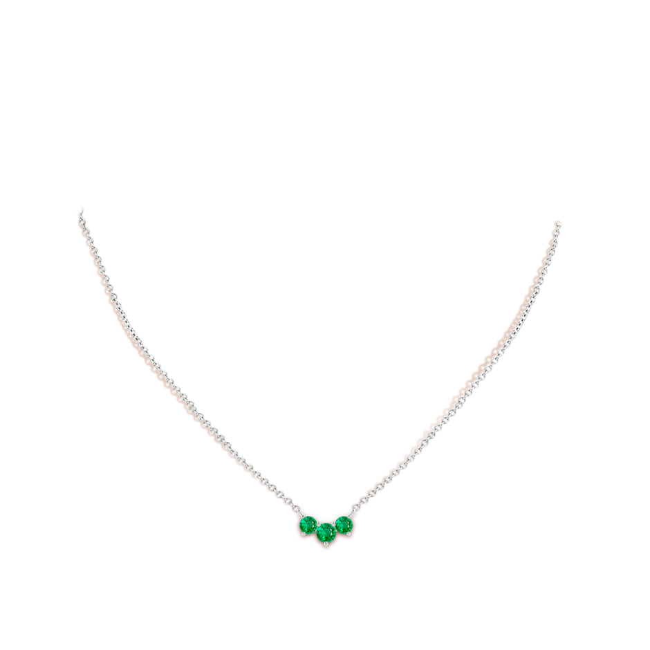 5mm AAA Classic Trio Round Emerald Necklace in White Gold pen