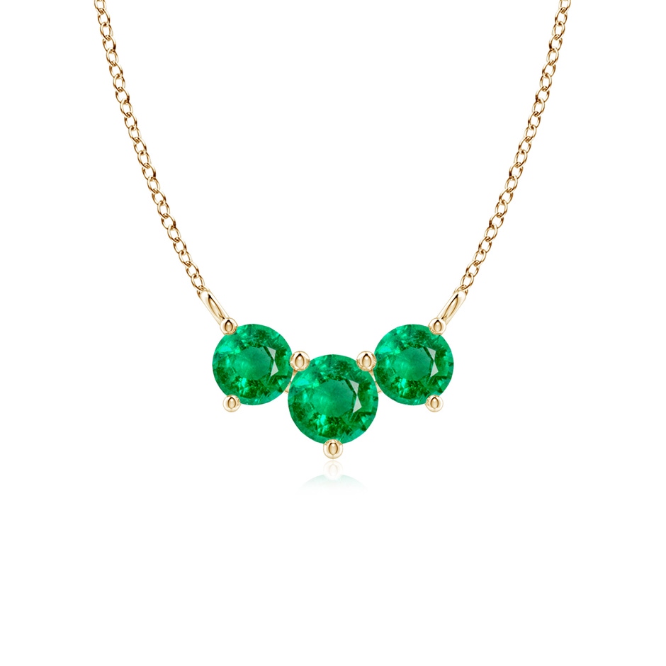 5mm AAA Classic Trio Round Emerald Necklace in Yellow Gold 