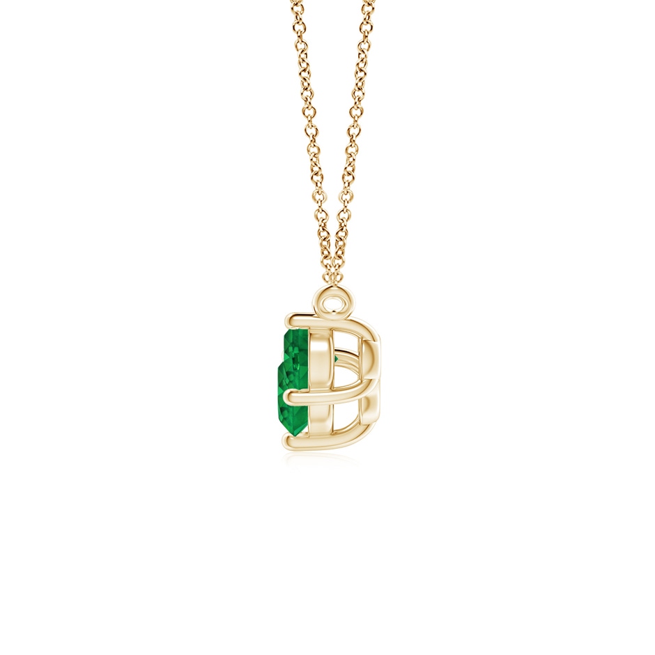 5mm AAA Classic Trio Round Emerald Necklace in Yellow Gold side 199