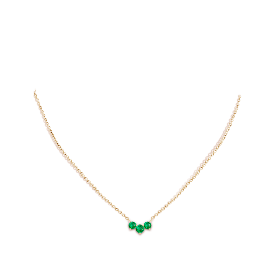 5mm AAA Classic Trio Round Emerald Necklace in Yellow Gold pen
