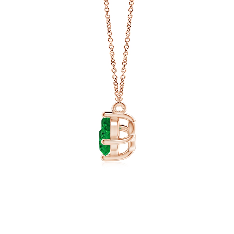 5mm AAAA Classic Trio Round Emerald Necklace in Rose Gold side 199