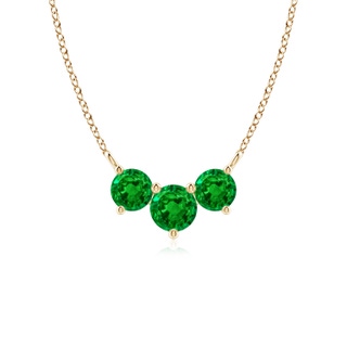 5mm AAAA Classic Trio Emerald Necklace in Yellow Gold