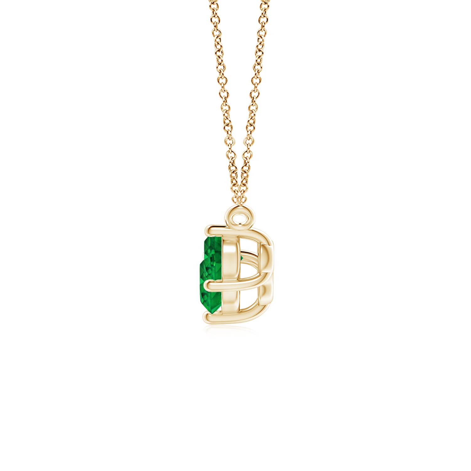 5mm AAAA Classic Trio Round Emerald Necklace in Yellow Gold