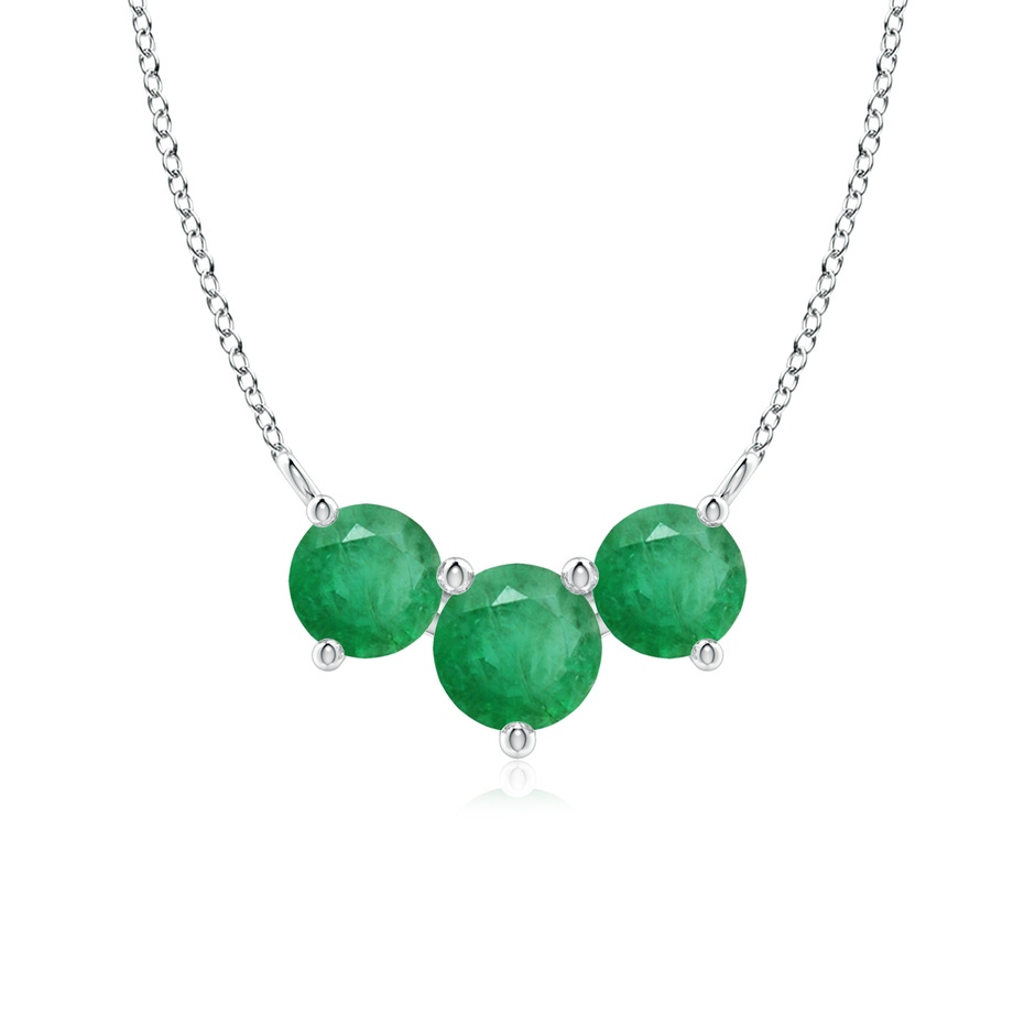 6mm A Classic Trio Round Emerald Necklace in White Gold 