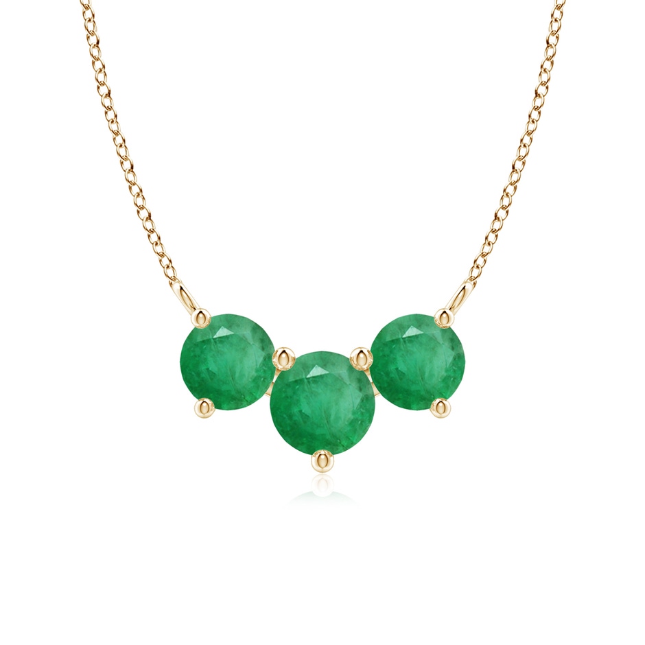6mm A Classic Trio Round Emerald Necklace in Yellow Gold 