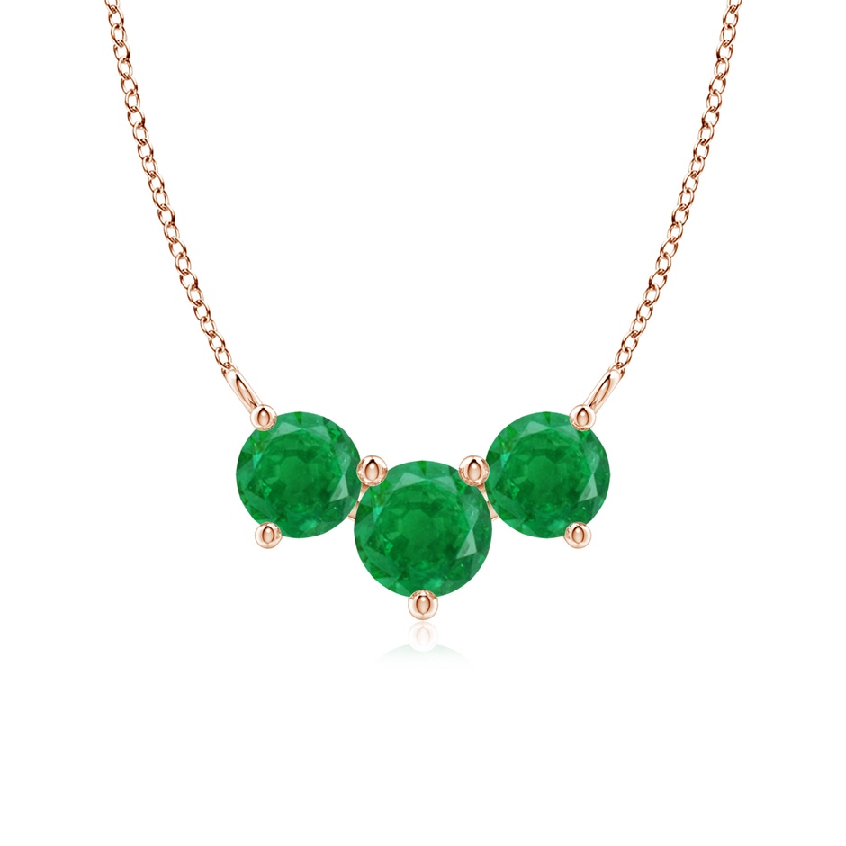 6mm AA Classic Trio Round Emerald Necklace in Rose Gold 